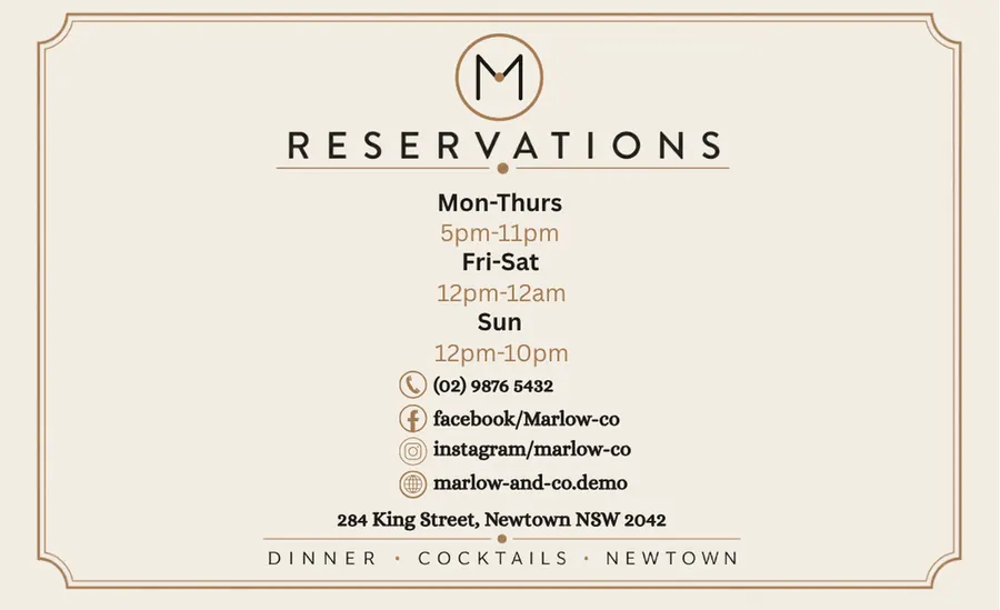 Marlow & Co. business card back